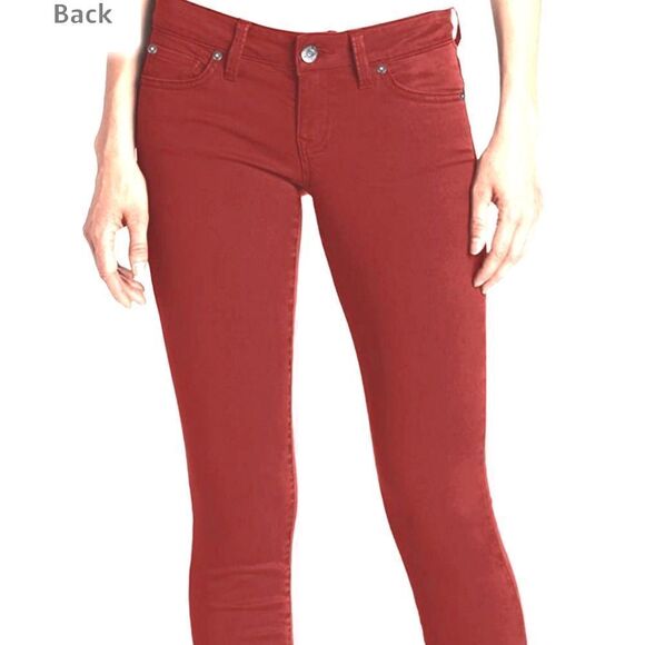 NWT Anthropologie Level 99 Lily Skinny Straight Tencel Jeans Rust - Picture 1 of 8